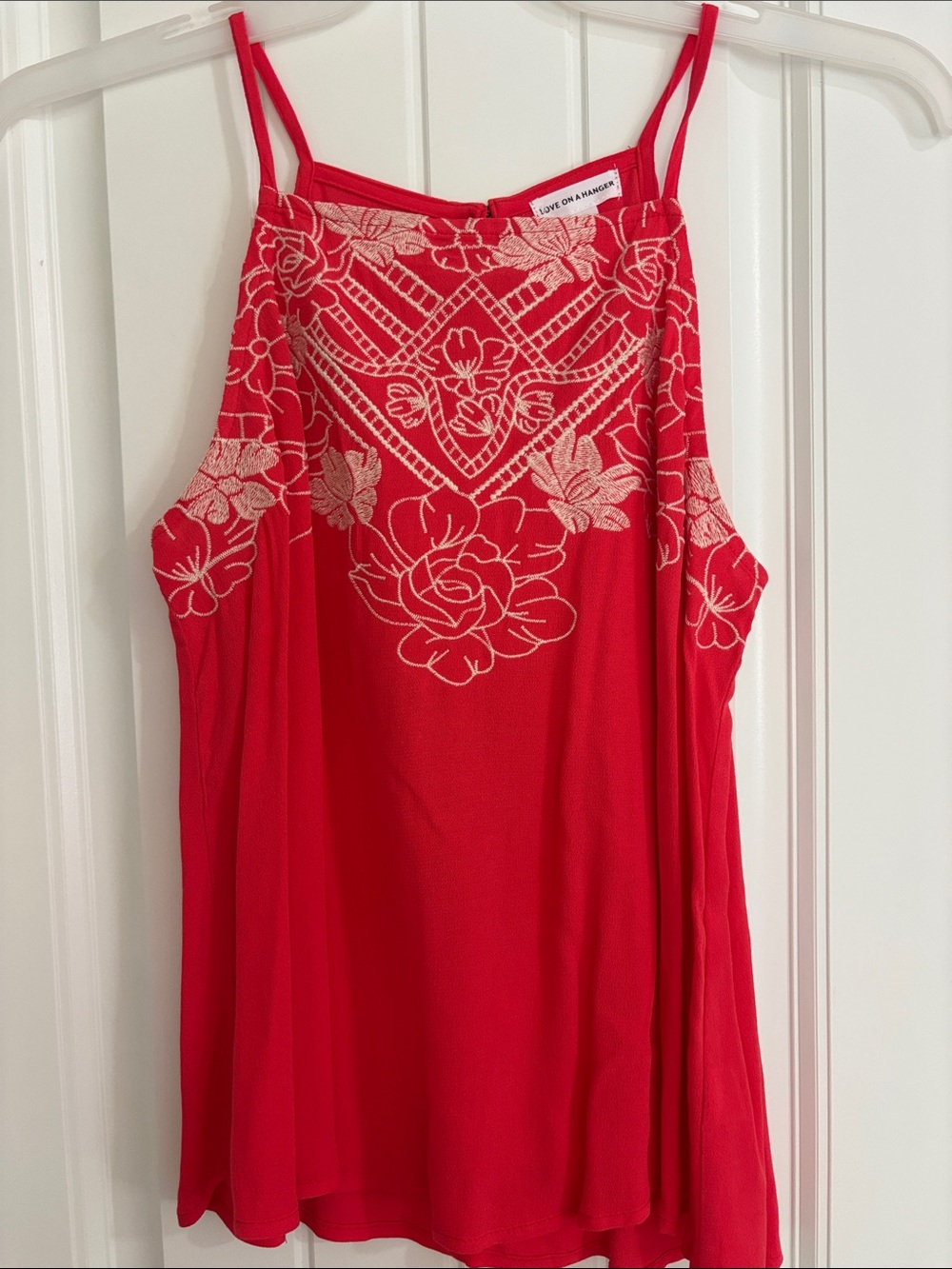 love on a hanger Red Floral Embroidered Spaghetti-Strap Camisole